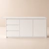 Modern 180 cm Glossy Sintered Stone Kitchen Island with Storage, White