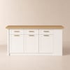 Modern 183 cm Wood Kitchen Island with Drawers & Cabinets, Natural & White