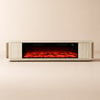 Elektrischer Kamin-TV-Schrank mit Travertinoptik und Stauraum, 200 cm