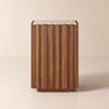 Aura Ash Wood Fluted Walnut Side Table with Sintered Stone Top
