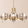 Modern Wagon Wheel 6-Light Chandelier Glass and Steel Frame