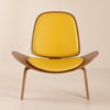 Upholstered Tripod Faux Leather Armchair with Wooden Legs