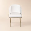 Linenic White Dining Chair Modern Cotton&Linen Upholstered Side Chair in Gold