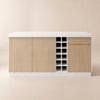 Japandi 72" White Kitchen Island with Storage & LED Lighting