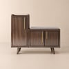 1200 mm Shoe Bench with 3 Doors and 5 Walnut Shelves in Black