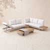 Tevara 4-Piece Outdoor Teak & Aluminium Modular Sofa Set with Coffee Table for 6