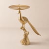 Table d'appoint dorée Art Déco en forme de paon avec plateau