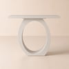 Modern 100 cm White Console Table with Round Base for Entryway