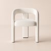 2 Pieces of Modern White Bouclé Dining Chairs with C-Shaped Backrest