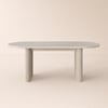 Extendable oval dining table with matt old white sintered stone top, seats 6 - 10, 2000 mm - 2400 mm