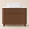 32" Fluted Freestanding Bathroom Vanity with Vessel Sink, 3-Drawers, Sintered Stone top