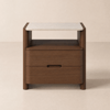 Arvona Modern Walnut Wooden 2-Drawer Nightstand with Sintered Stone Top, Set of 2