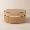 Table basse ronde cannelée de 81 cm avec plateau relevable et 2 tiroirs