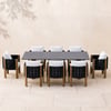 9-Pieces Faux Marble Outdoor Dining Set with Woven Rope Chairs for 8 Person (86.6")