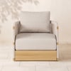4-Piece Rattan Sofa Set with Swivel Armchairs and Coffee Table in Ivory for 4 People