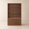 Aura 47” Ash Wood Fluted Walnut Bookcase With Sintered Stone Top