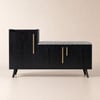 Black Wooden Shoe Storage Bench with Right-Side Cabinet for Entryway (1200mm)
