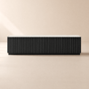 TV-Lowboard Aura 213 cm aus gerillter Esche in Schwarz mit Sintersteinplatte