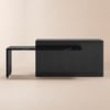 Modern 81"–106" Extendable Marble Pattern Kitchen Island with Doors & Drawers, Black