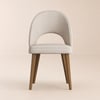Modern Sand Cotton and Linen Dining Chair with Wooden Legs, 2 Pieces