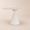 Modern 39" Round Matte Travertine Sintered Stone Dining Table, Seats 2