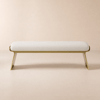 Banc moderne Upart en acier inoxydable beige Leath-Aire, banc long de chambre à coucher rembourré