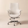Chaise de bureau moderne avec dossier haut et revêtement en cuir synthétique PU blanc