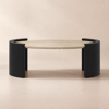 Table Basse de 43" en Pierre de Travertin Ovale Style Japandi