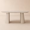 Modern 47"-79" Extendable Whitewash Wood Dining Table with Fluted Base, Seats 4-6