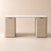 Modern 64" Rounded Edge Whitewash Sintered Stone Desk with Dual Storage