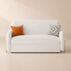 Canapé-lit convertible 172 cm 2 places bouclé blanc chaud avec rangement et coussins