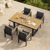 Tevara 5-Piece Rectangular Wood & Aluminium Outdoor Patio Dining Set for 4 People