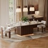 Aura 84" Rectangular Faux Travertine Sintered Stone Dining Table, Fluted Base, Seat 8