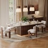 Dining Set 84" Rectangular Faux Travertine Sintered Stone Dining Table with 6 Chairs