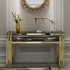 Modern 47" Sintered Stone Narrow Console Table with Storage Shelf & Golden Legs