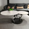 Table basse extensible blanche avec piédestal en métal en forme d'anneau