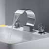 Mooni Chrome Waterfall Spout 2 Crystal Handle Widespread Bathroom Sink Faucet