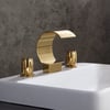 Mooni Modern Waterfall Widespread 2-Handle Bathroom Sink Faucet in Gold Solid Brass