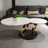 Table basse extensible blanche avec piédestal en métal en forme d'anneau