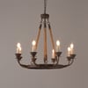 Candlely Rustic Iron Flaxen Hemp Rope & Metal 8-Light Ronde Kandelaar Kroonluchter Roest
