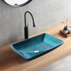 Grünblau modernes rechteckiges Waschbecken aus gehärtetem Glas für Badezimmer