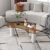 Table basse blanche moderne avec verre trempé et 3 pieds