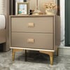 Modern Champagne Gold 2-Drawer Nightstand, Set of 2