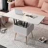 Table basse relevable et extensible 55 à 110 cm blanc avec rangement