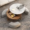 Modern 32" Round Lift-top Coffee Table Set with 3 Ottomans & Tempered Glass Top
