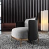 Black & Gray Modern Accent Chair with Linen Upholstery for Living Room