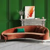 210 cm Velvet Curved Sofa with Gold Legs & Pillows