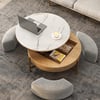 Modern 32" Round Lift-Top Coffee Table Set with 3 Ottomans & Tempered Glass Top