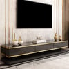 Gapn 79" White TV Stand with Tempered Glass Top & 3 Drawers