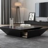 Modern 39" Square Black Wood Coffee Table with Drawer